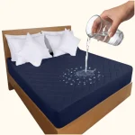 Soft Cotton Quilted 100% Waterproof Fitted Mattress Protector (Blue)
