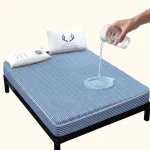 Terry Towel Waterproof Mattress Cover - Blue Stripe