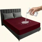 Premium Terry Cotton 100% Waterproof Fitted Mattress Protector (Maroon)