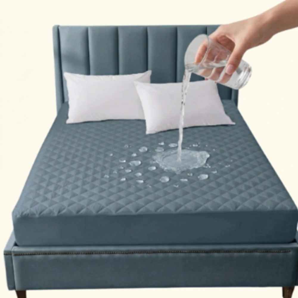 Zinc Soft Cotton Quilted 100% Waterproof Fitted Mattress Protector In Zinc Color - Image 1
